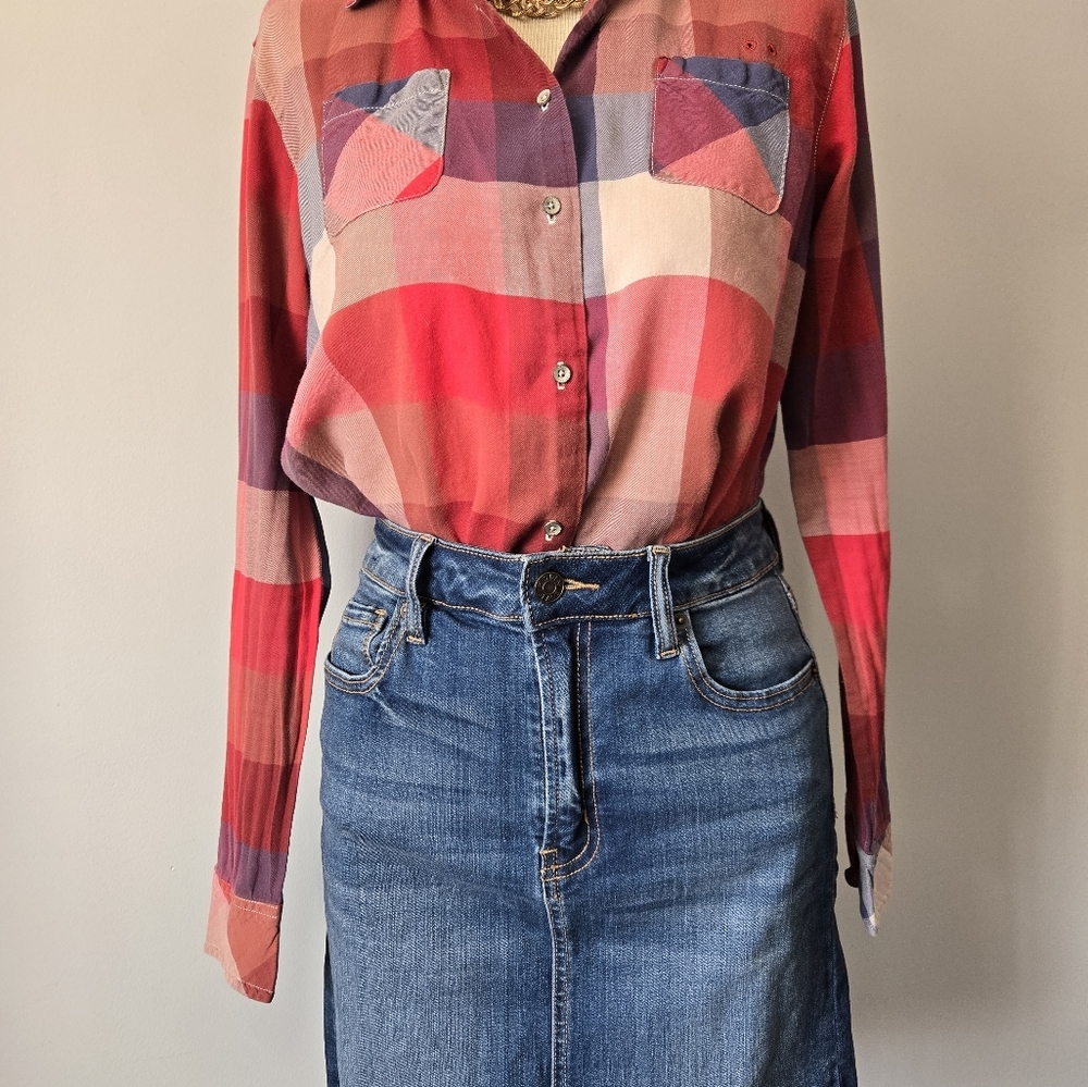 Scotch And Soda Maison Scotch Plaid Button-Up Cotton Lightweight Shirt. Small - Picture 10 of 15